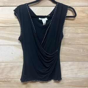 Vintage max studio faux wrap deep plunge tank top blouse